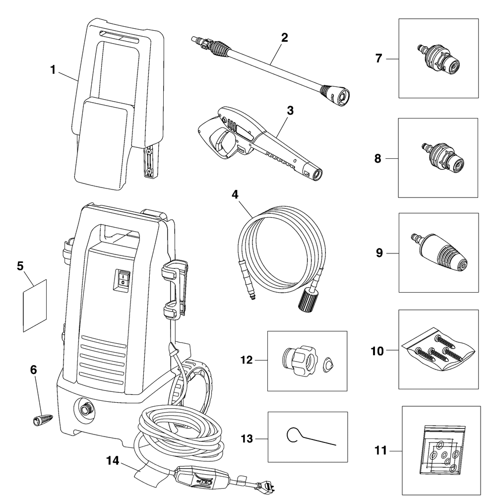 Main Unit (80018158) Diagram and Parts List for 020654A-00  Briggs and Stratton Pressure Washer